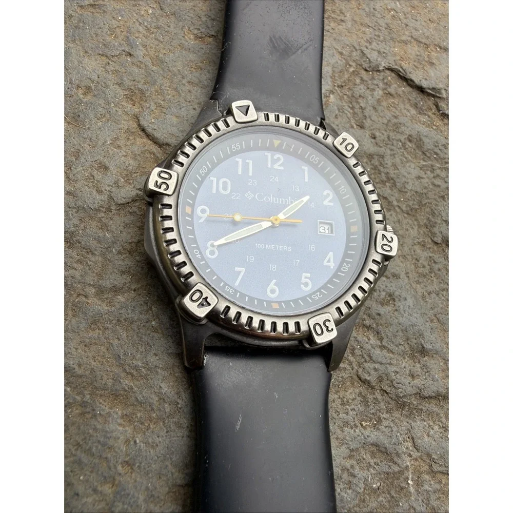 Vintage 90s Columbia Sportswear Field Watch Blue Dial 100M Gorpcore Quartz